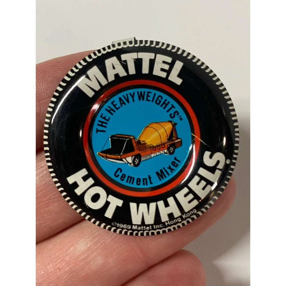 1969 Redline Pin Button, Metal, Hong Kong‎ Mattel Cement Mixer